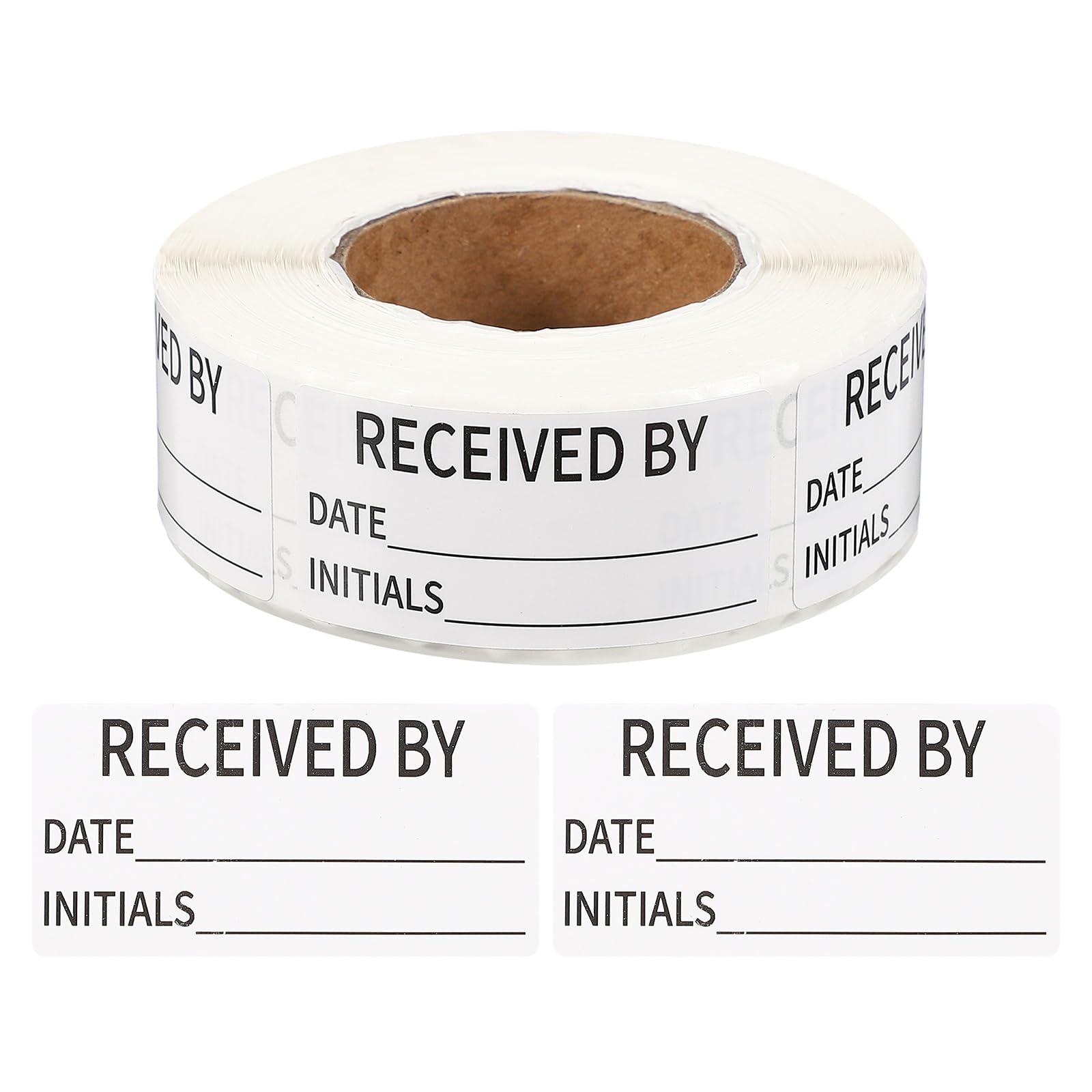PATIKIL 500 Pcs Received by Label Stickers Roll, 2 x 1 Inch Removable Inventory Labels Adhesive Food Sticker Roll for Marking Organizing Inventory and Food Container, White and Black