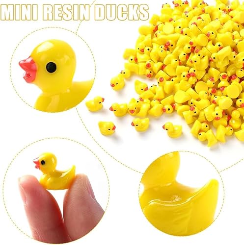 DIYDEC 200 Stück Mini Enten Harz, Gelb Mini Duck Figuren Miniatur Enten kleine Enten für Dekoration von Miniatur-Landschaftsgärten, Bonsai, Fischbecken und Aquarien verwendet.