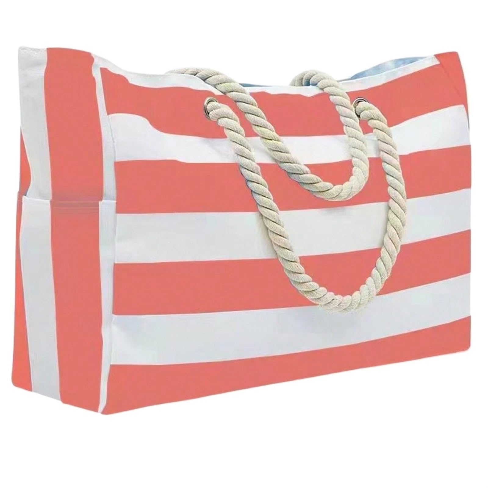 Borsa Mare,Borse Mare Borsa da Spiaggia Estiva in Tela a Righe, Borsa for la Spesa di Grande capacità, Borsa Tote alla Moda for i Viaggi, Ideale for Spiaggia, Viaggi e Campeggio(Orange)