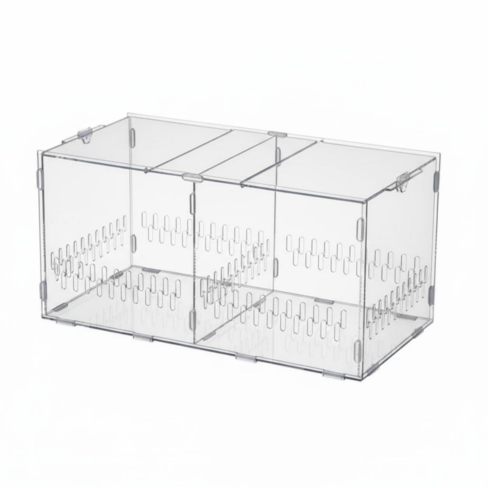 Terrario Acrílico Transparente Alta Transparencia Caja de Cría Acrílica Diseño Ventilado Terrario Transparente para Reptiles para Principiantes, Doble Puerta Doble