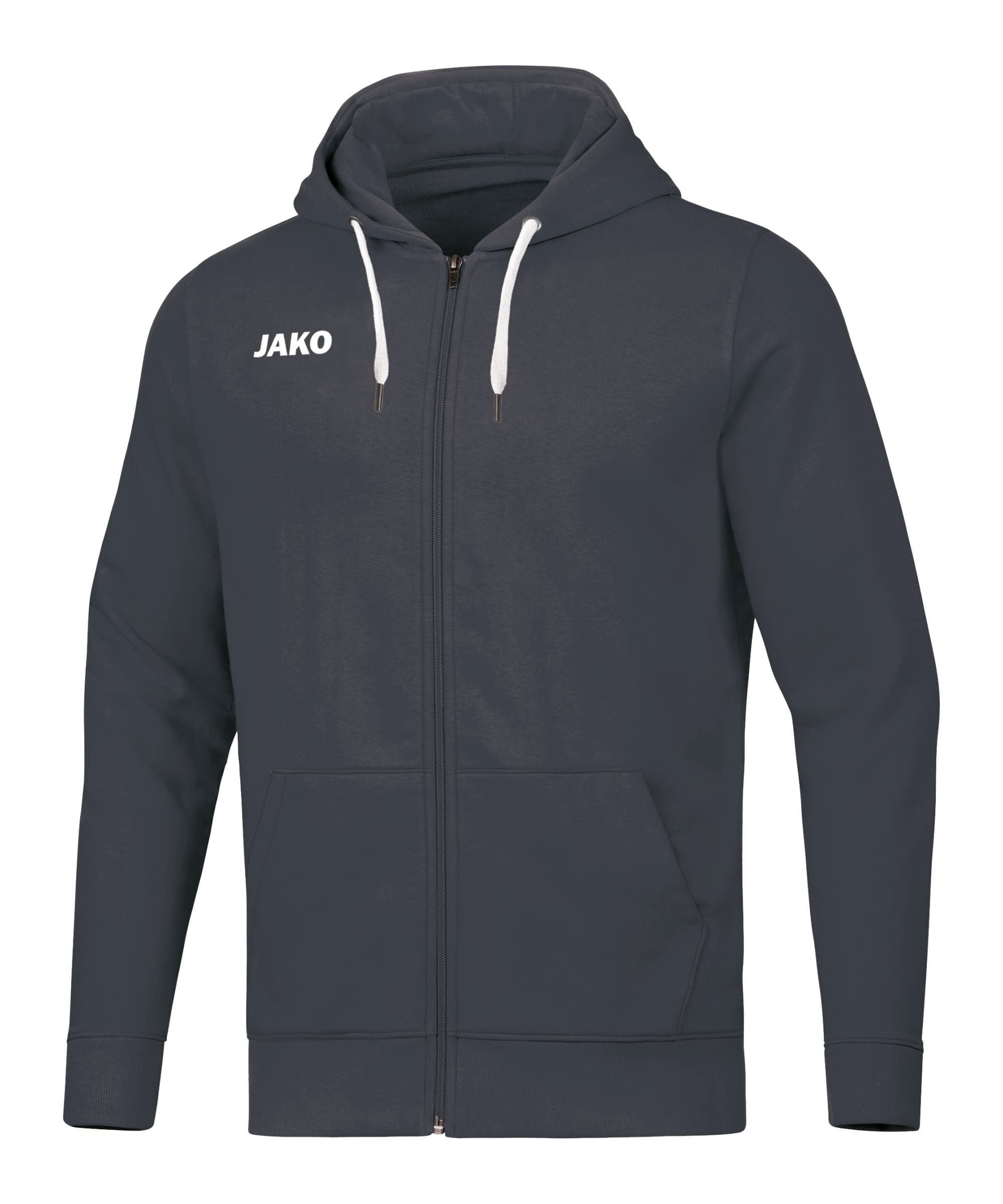 JAKO Men's Base Hooded Jacket, Charcoal, M