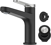 Vista 10 de KRAUS Indy - Grifo de baño en negro mate con mango único, drenaje emergente y líneas de suministro, KBF-1411MB