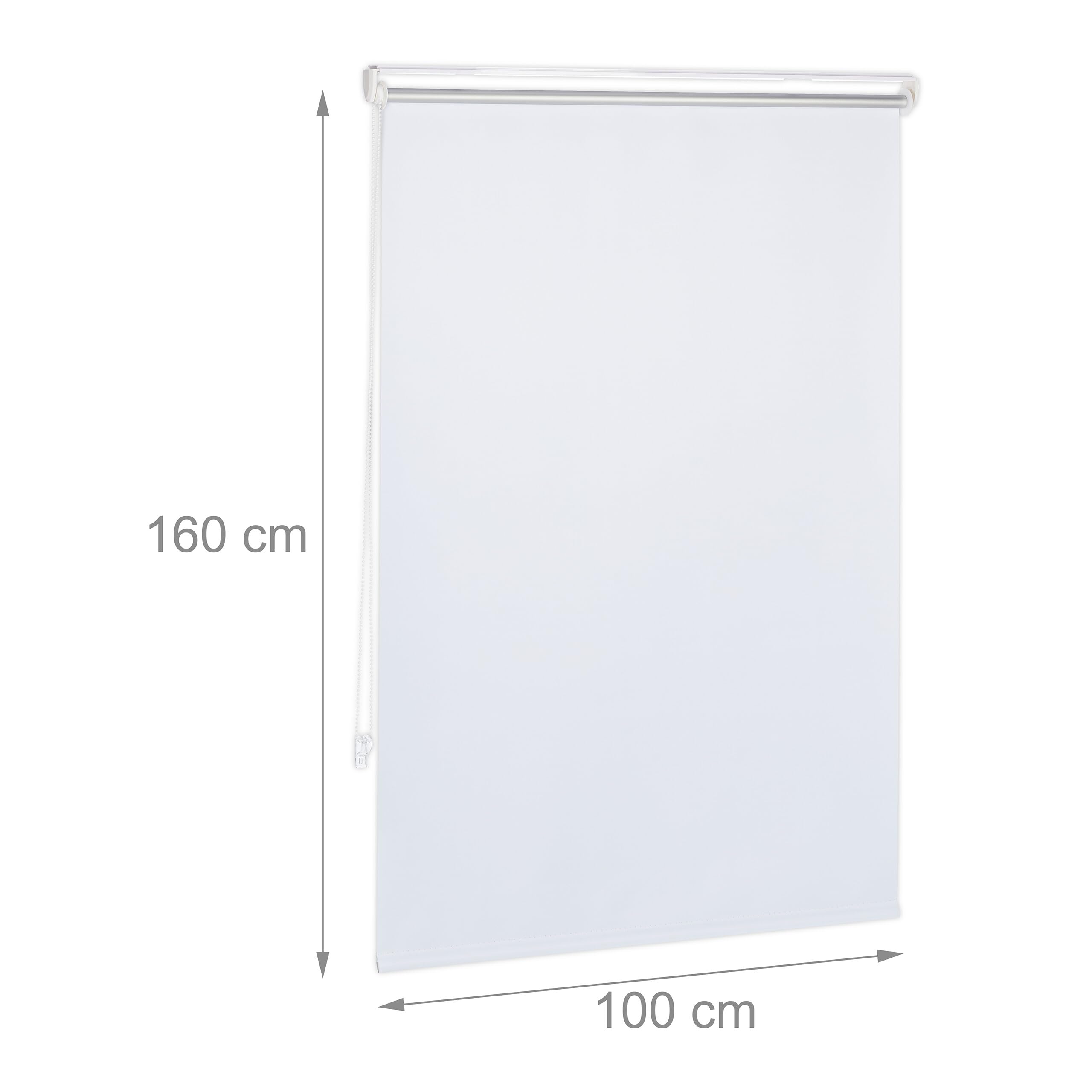 Relaxdays Blackout Blind, Thermal Roller Curtain, No Drill, Attach with Clamps, 100x160cm Length, 96cm Width, PVC, White - Image 3