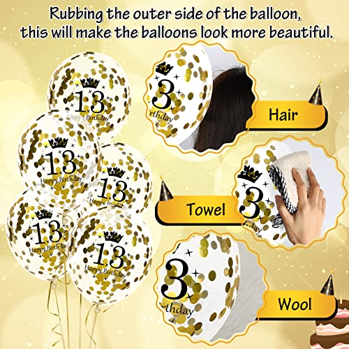 Image of 13th Birthday Balloons for Boys, 15 Pcs Black Gold Happy 13th Birthday Balloons, Black Gold 13th Birthday Party Decorations Balloons for Boys Girls 13th Birthday Decor