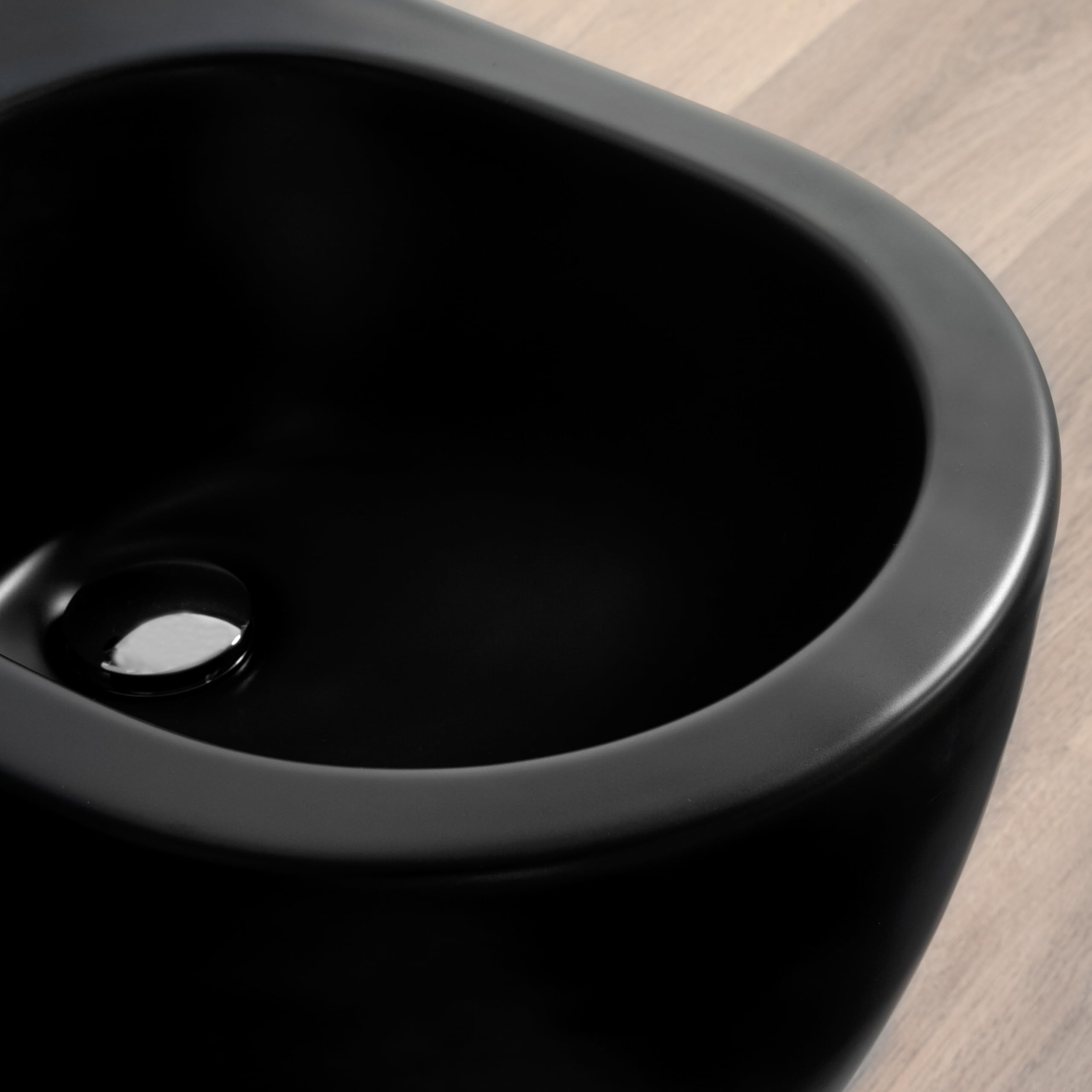 Coppia Sanitari bagno a terra in Ceramica Nero Opaco - WC Rimless, Bidet, Sedile Soft Close, Sgancio Rapido, Risparmio Idrico, Fissaggi Inclusi, Installazione Parete o Pavimento - Mod. BlackFloor