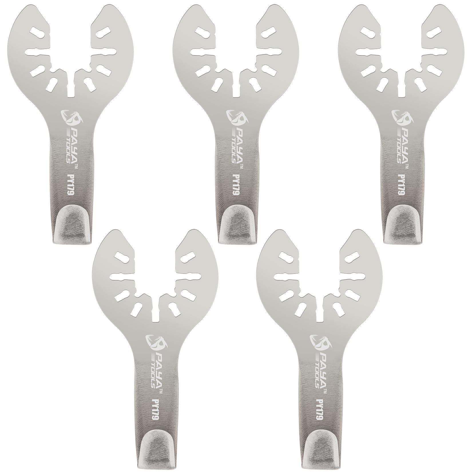 PAYA PY179 Hook-Shaped Stainless Steel Oscillating Scraper Blades, Multi-Function Blades for Cutting & Removing Sealant and Grout on Car Windscreens, Floors, Decks, Doors & Windows, 5 Pack
