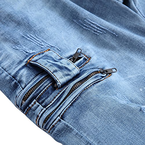 Pishon Men's Ripped Jeans Black Stretch Slim Distressed Straight Leg