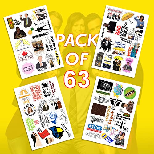 Image of CodersParadise How I Met Your Mother TV Series Sticker Pack - Set of 63 Waterproof Vinyl Self-Adhesive Stickers for Laptop, Diary, Guitar & Mobile Phone | Durable, Residue-Free Pop Culture Decals