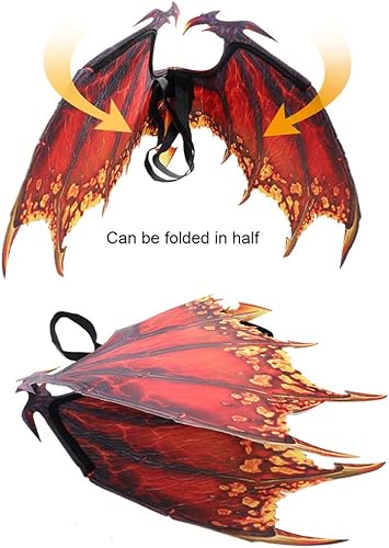 Miniatura 5 de Fanus Disfraz de dinosaurio de dragón con alas de carnaval para Halloween, 16 x 35 pulgadas