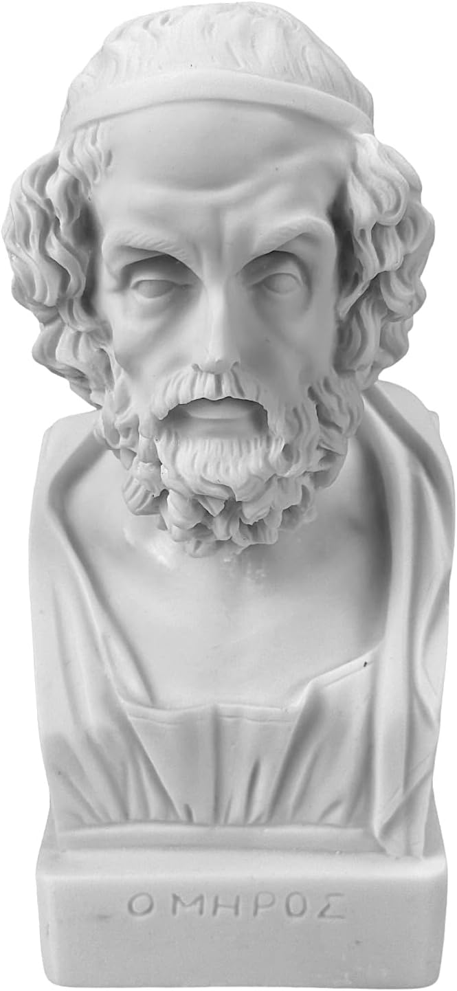 Homer Bust Head Epic Poet Author Iliad and The Odyssey Greek Statue Sculpture Cast Marble