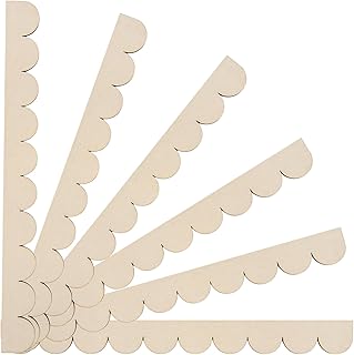 6 Pack Unfinished Scalloped Decorative Wood Trim, Wood Trim Molding Decorative, Cute DIY Moulding Trim for Home Wall Cabinet Shelf and Window Door(15.74 x 1.57 Inch)