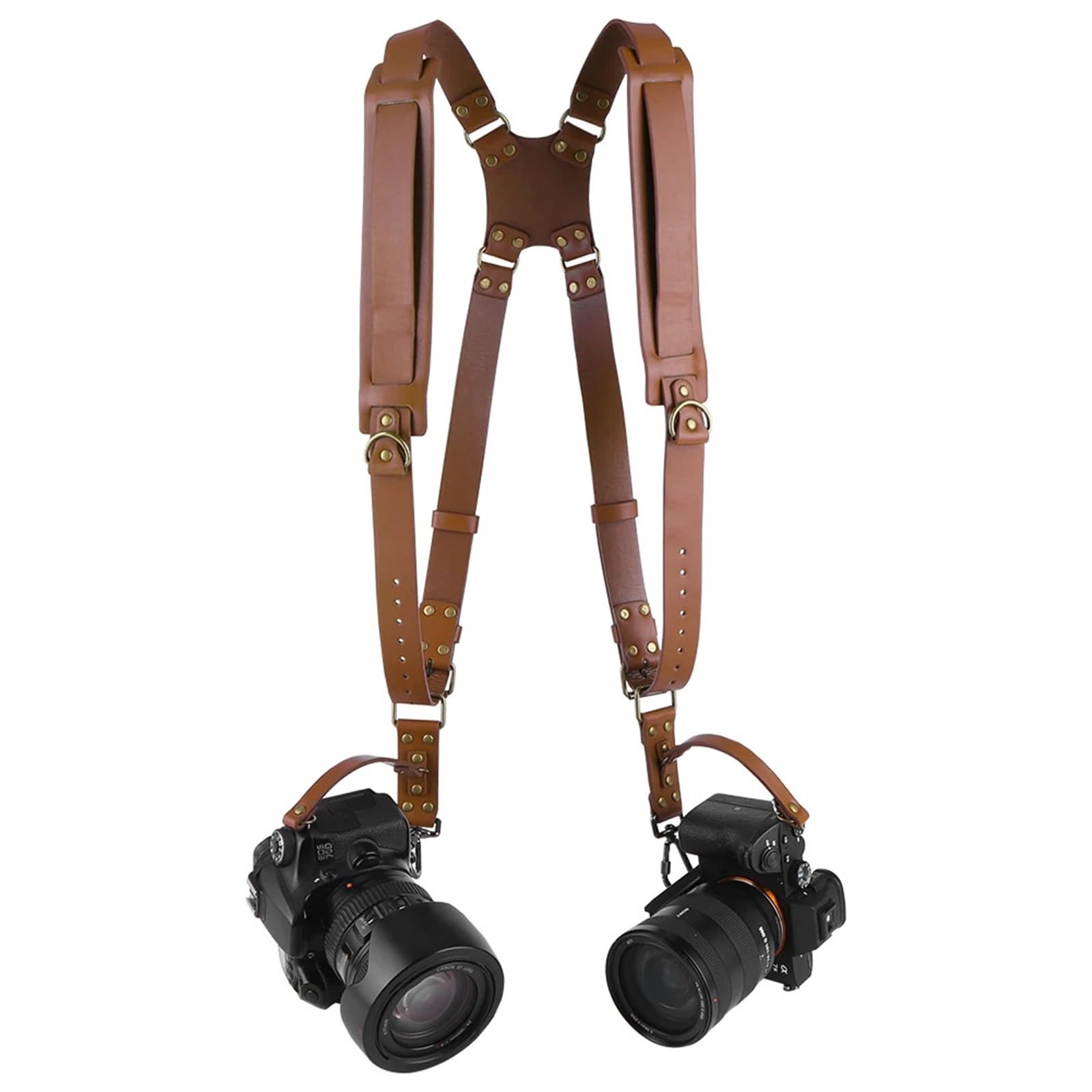 Double sangle for appareil photo, harnais double, sangles en cuir réglables, bandoulière universelle