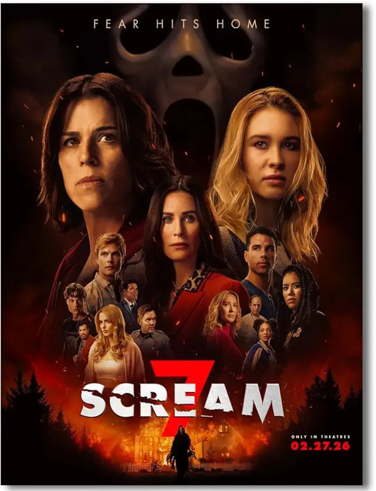 Pôster Scream 7 para fãs quarto de crianças decoração de parede - Scream 7 pôsteres de filme impressões em tela para adolescentes meninos meninas presentes