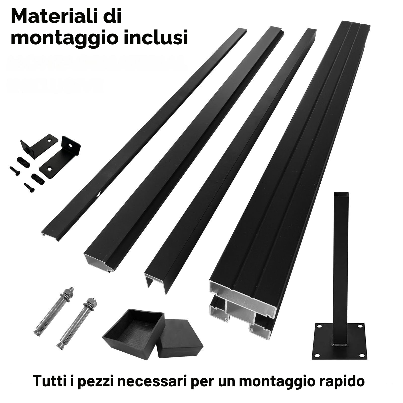KARAT Recinzione da Giardino in WPC Resistente ai Raggi UV, Gelo e Neve - Protezione Visiva con Pali in Alluminio - Kit Completo di Montaggio Facile - Recinzione per Giardino, Terrazza, Garage (Legno