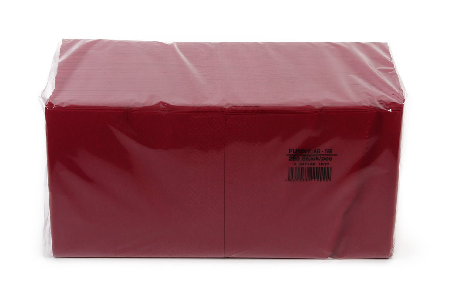 Funny Lot de 4 packs de 250 serviettes en cellulose 3 couches Bordeaux 33 x 33 cm