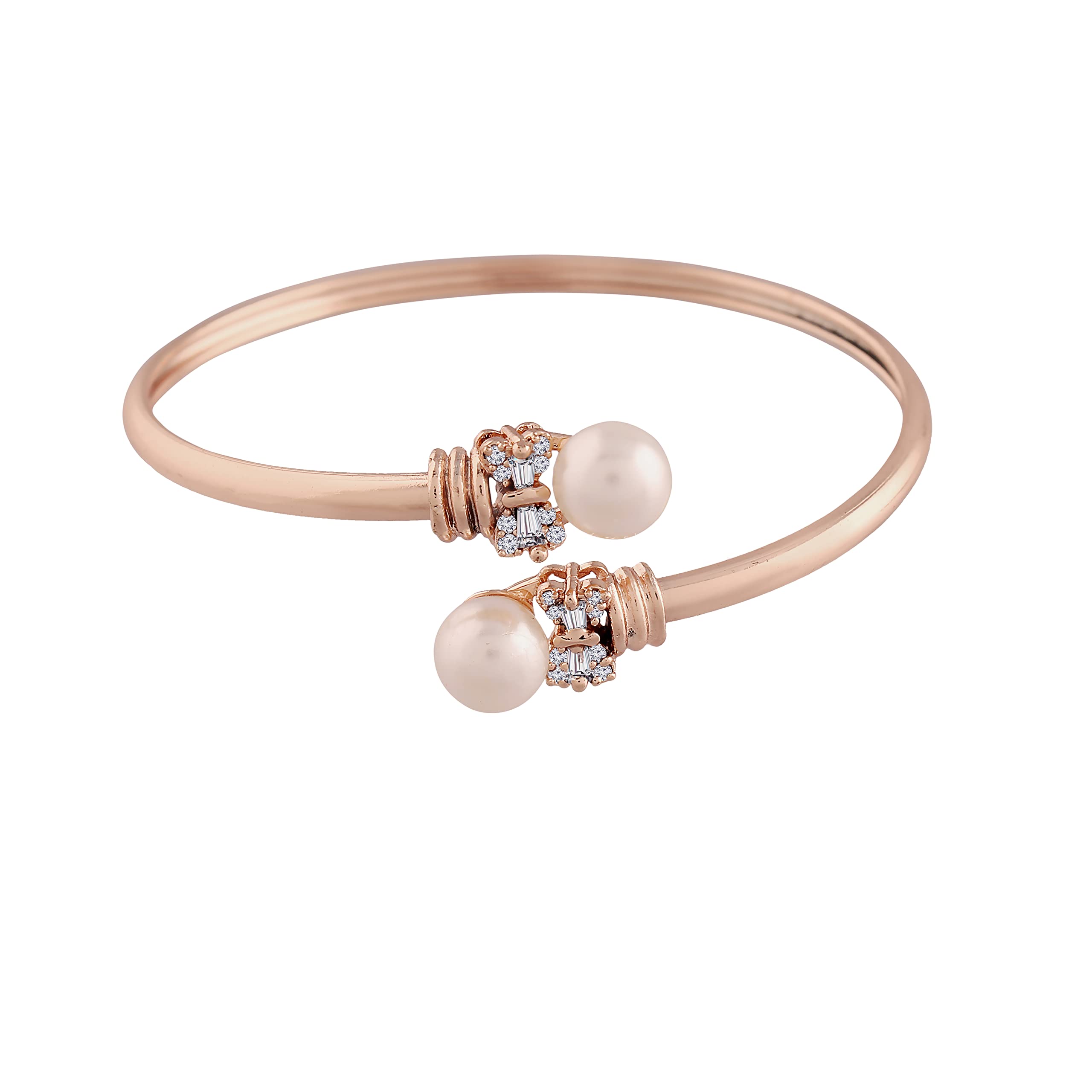 I JewelsValentines Special Special Rose Gold Plated CZ Stone Openable Designer Styles Kada Bangles Bracelets for Women & Girls