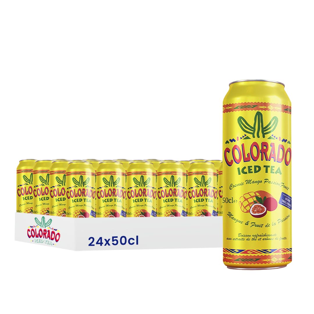 Colorado Iced Tea Mangue Fruit de la Passion, Thé Glacé aux Extraits de Thé et Arômes de Fruits, 50cl, Lot de 24