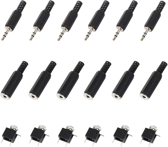 Amazon Co Jp オーディオジャック 基盤実装 モノラル メスジャック オスプラグ 各6個 ミニプラグ 3 5mm 家電 カメラ