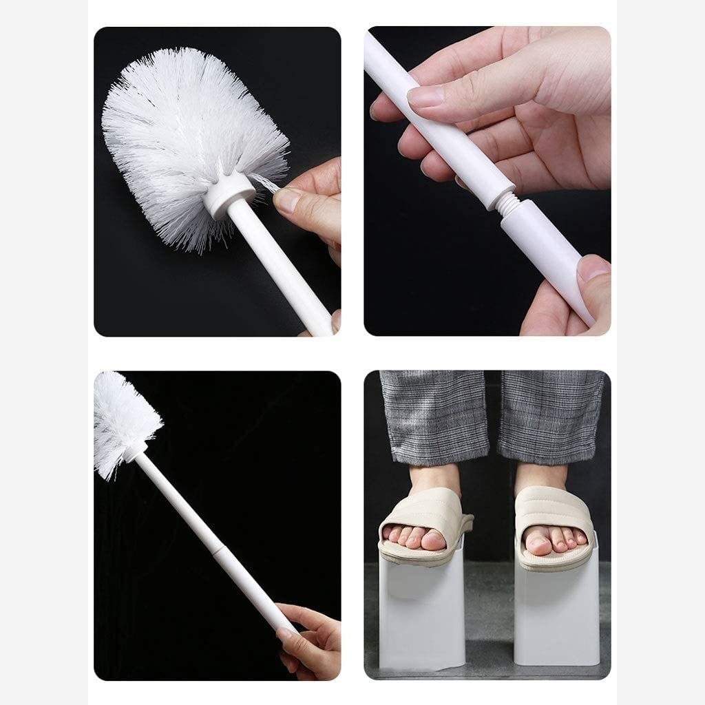 Escobilla WC Escobillas Y Soportes De Inodoro Blancos Juego De Escobillas De Plástico Montado En La Pared Escobilla De Baño WC Escobilla De Inodoro Mango Largo Escobilla De Baño Escobilla de Baño (Co