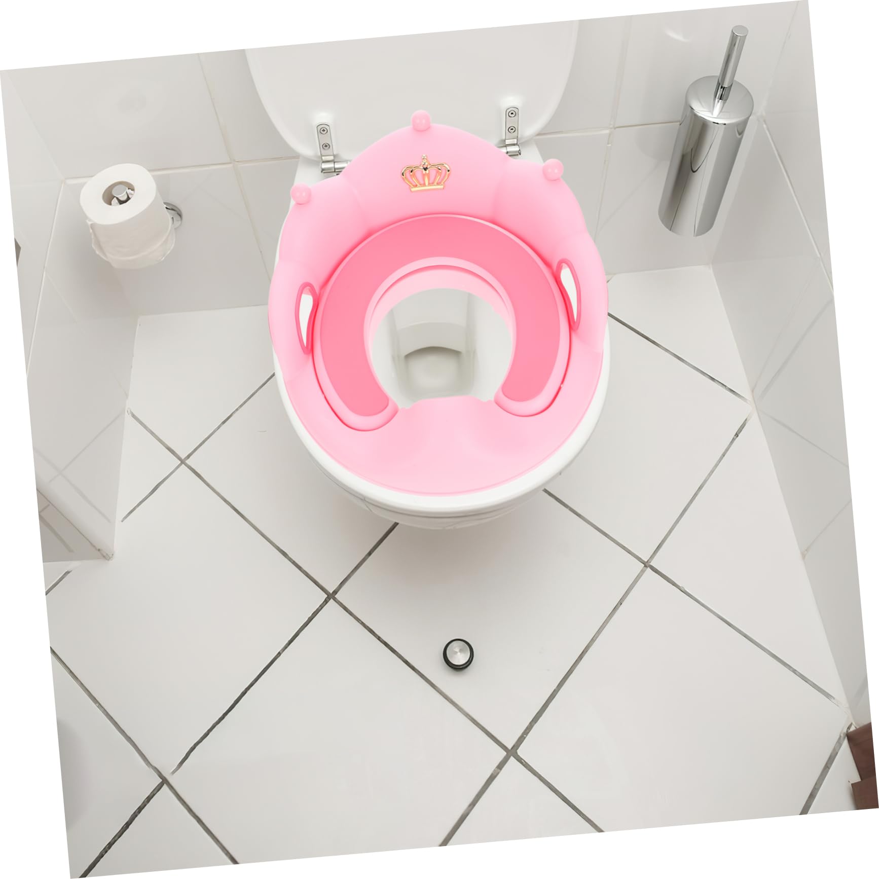 Asiento de Inodoro Infantil Grande Antideslizante con Cojín y Asas para Entrenamiento Niñas Portátil y Duradero Reductor de Wc para Bebés Rosa