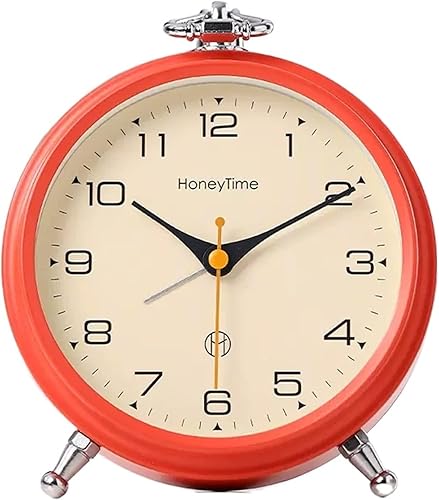 HASMI Reloj despertador analógico, reloj despertador redondo de 6 pulgadas sin tictac, funciona con pilas, reloj despertador súper silencioso,