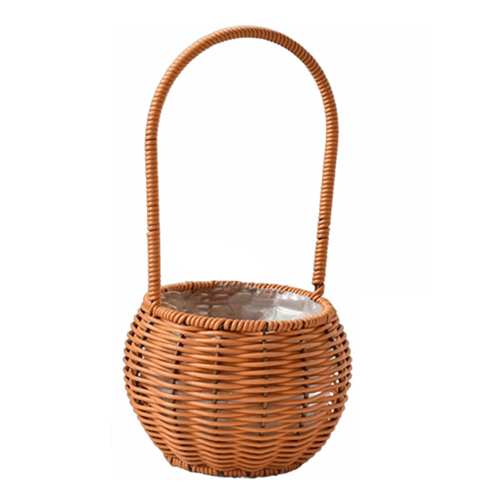 Hsyzygian Girls F Trumpet Handwoven Basket Handheld Basket Versatiles Rattan Baskets Picnics Baskets With Handles Flower For Weddings Kitchen Storage