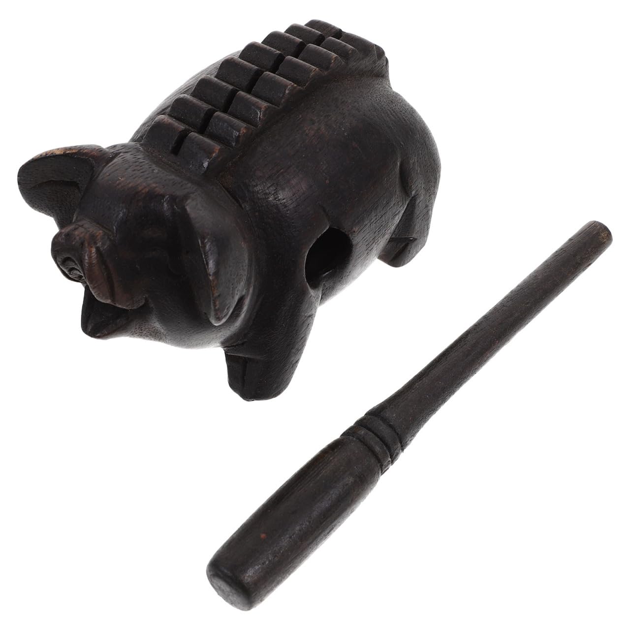 Cabilock Black Wooden Pig Statue - Percussion Musical Instrument, Home Decor, 2.95x4.92x2.95 Inch, Unique present for Living Room, Bedroom, Study