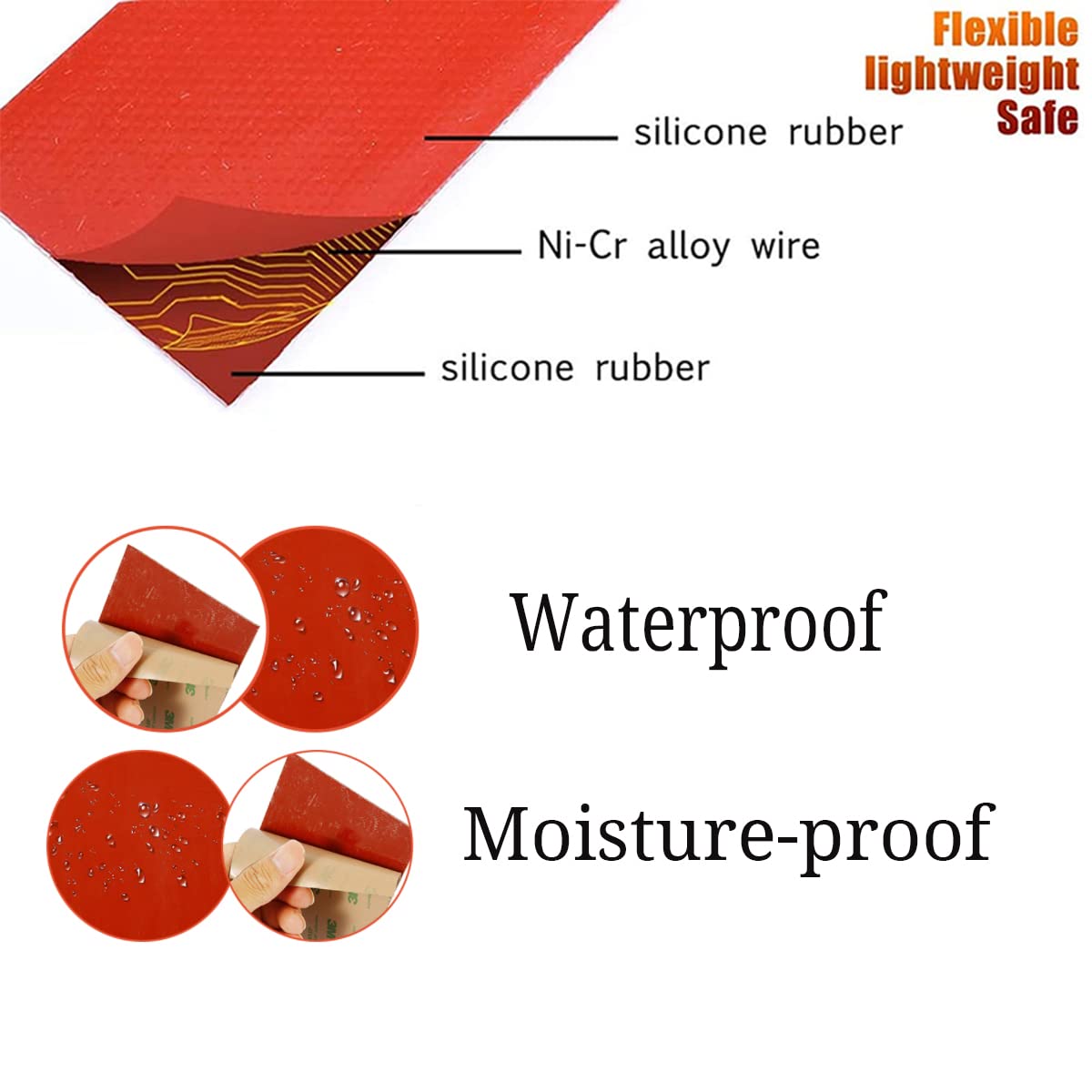 Harissess 5PCS Electric Silicone Rubber Heating Pad,12V 8W Heating Baking Mats Electric Blanket Flexible Mat Constant Temperature 200? Max (30x60mm?