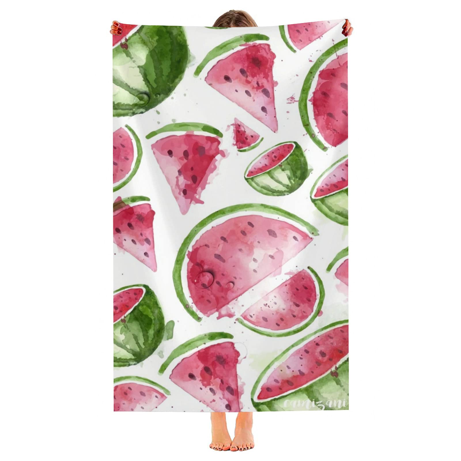 BBKD Watermelon BathTowel ，Lightweight Towel for The Swimming Sports, Quick Dry Sand Free Microfiber Beach Towel , Suitable for Men Women Boys Girls (Watermelon ,33" x 52")