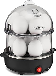 Rapid Electric Egg Cooker and Omelet Maker with Auto Shut Off, for Easy to Peel, Poached Eggs, Scrambled Eggs, Soft, Medium and Hard-Boiled Eggs, 14 Egg Capacity Tray, Double Tier, Black