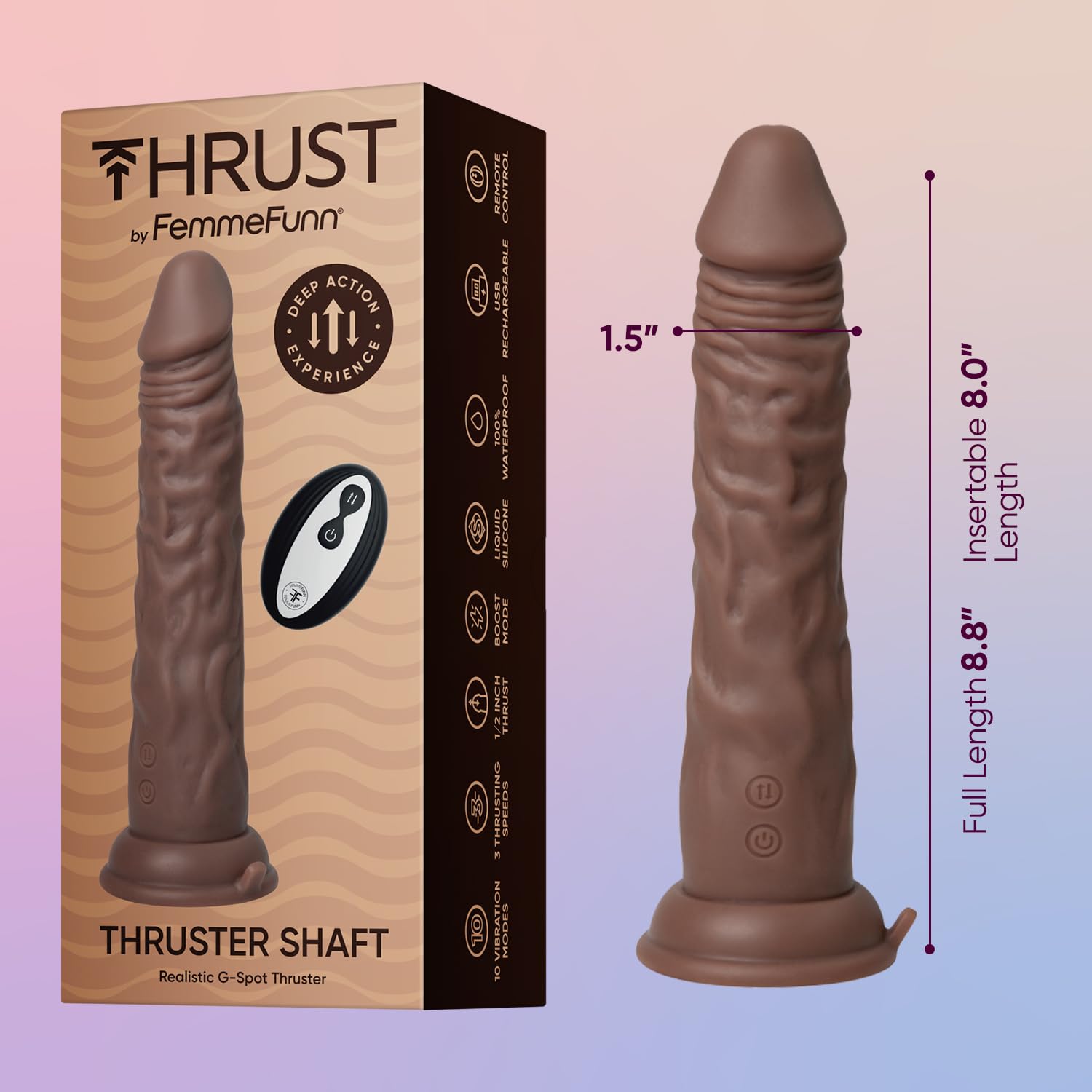 Femmefunn Thruster Shaft Dildo Brown 22,3 cm