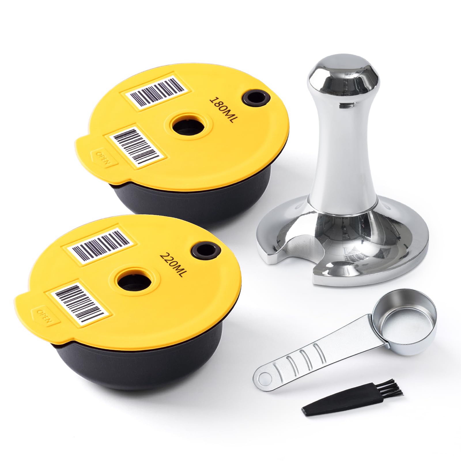 HAILASRE Edelstahl Kaffeepad Wiederverwendbar - Für Tassimo Maschinen, 220ml Mit Bürste & Löffel