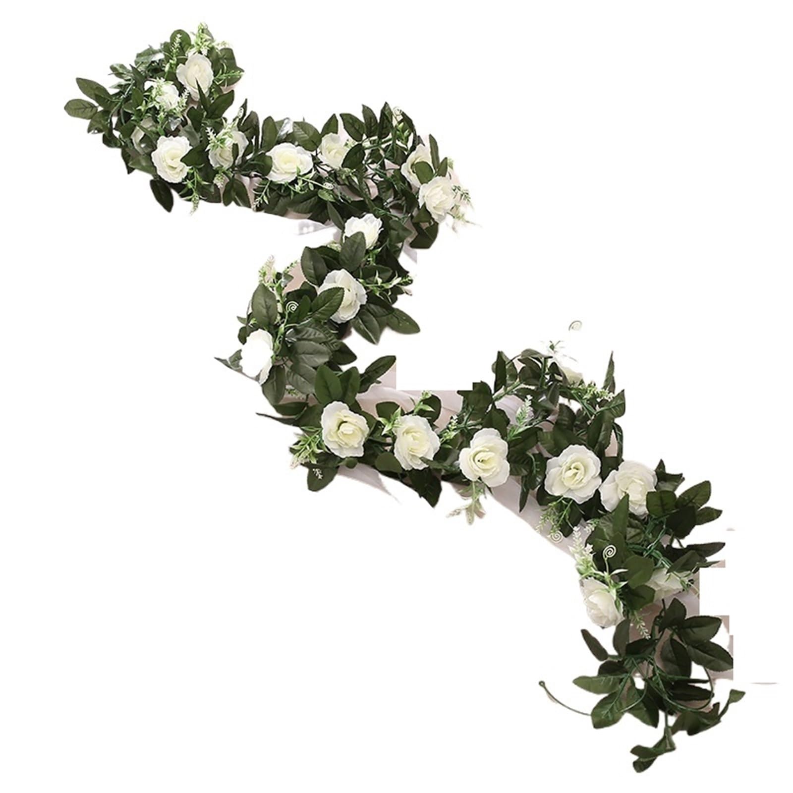 MNUvxzaewf Wall Christmas Rattan Fake Plants Leaves Garland Romantic Wedding Home Decoration(White)