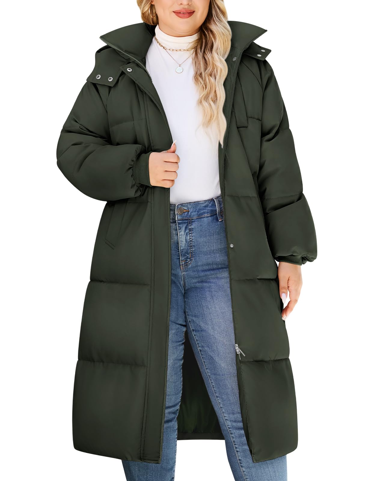 Tuopuda Cappotto Giubbotto Donna Invernale Idrorepellente Giacca Imbottita Lungo con Cappuccio Piumino Imbottita Cappotti Trapuntato