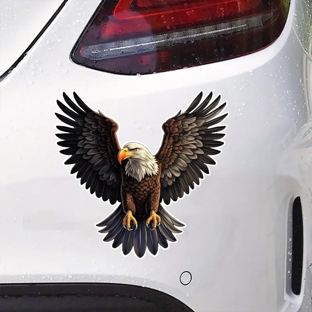 Lot de 2 autocollants en vinyle de 13 x 12,5 cm avec aigle volant - Imperméables - Décoratifs pour voitures, ordinateurs portables, motos, camions et vitres de fenêtre - #DZ187 - 3