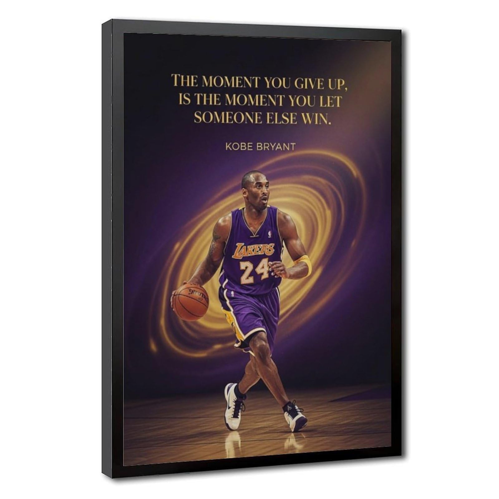 Mnyuein Kobe Bryant Motivational Canvas Poster Bedroom Decor Sports Landscape Office Room Decor Gift Black Frame 20" L X 30" W