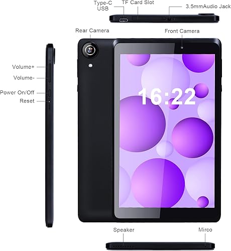 Miniatura 4 de C idea Tableta de 8 pulgadas con Android 13, tablet PC juvenil con pantalla de luz azul, WiFi cámara dual 32 GB+1 TB expandida HD IPS protección