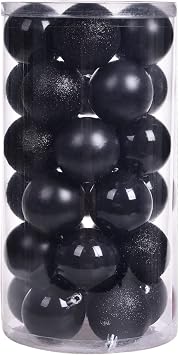 30ct Christmas Ball Ornaments, 2.36" Shatterproof Christmas Tree Decorations, Perfect Hanging Ball for Indoor/Outdoor Holiday Wedding Party Decor Black, 2.36in
