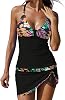 Tankini Swimsuits for Women 2 Piece Sexy V Neck Tank Top Bathing Suit with Skirt Fashion Tankini Beachwear