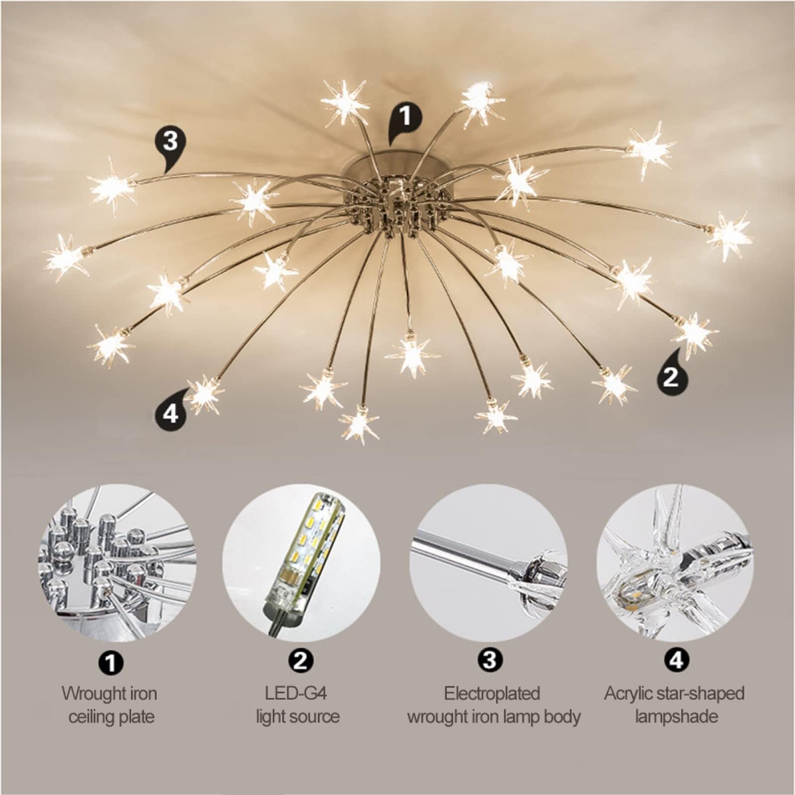 Generic Creative Ceiling Light LED Gypsophila Ceiling Lamp