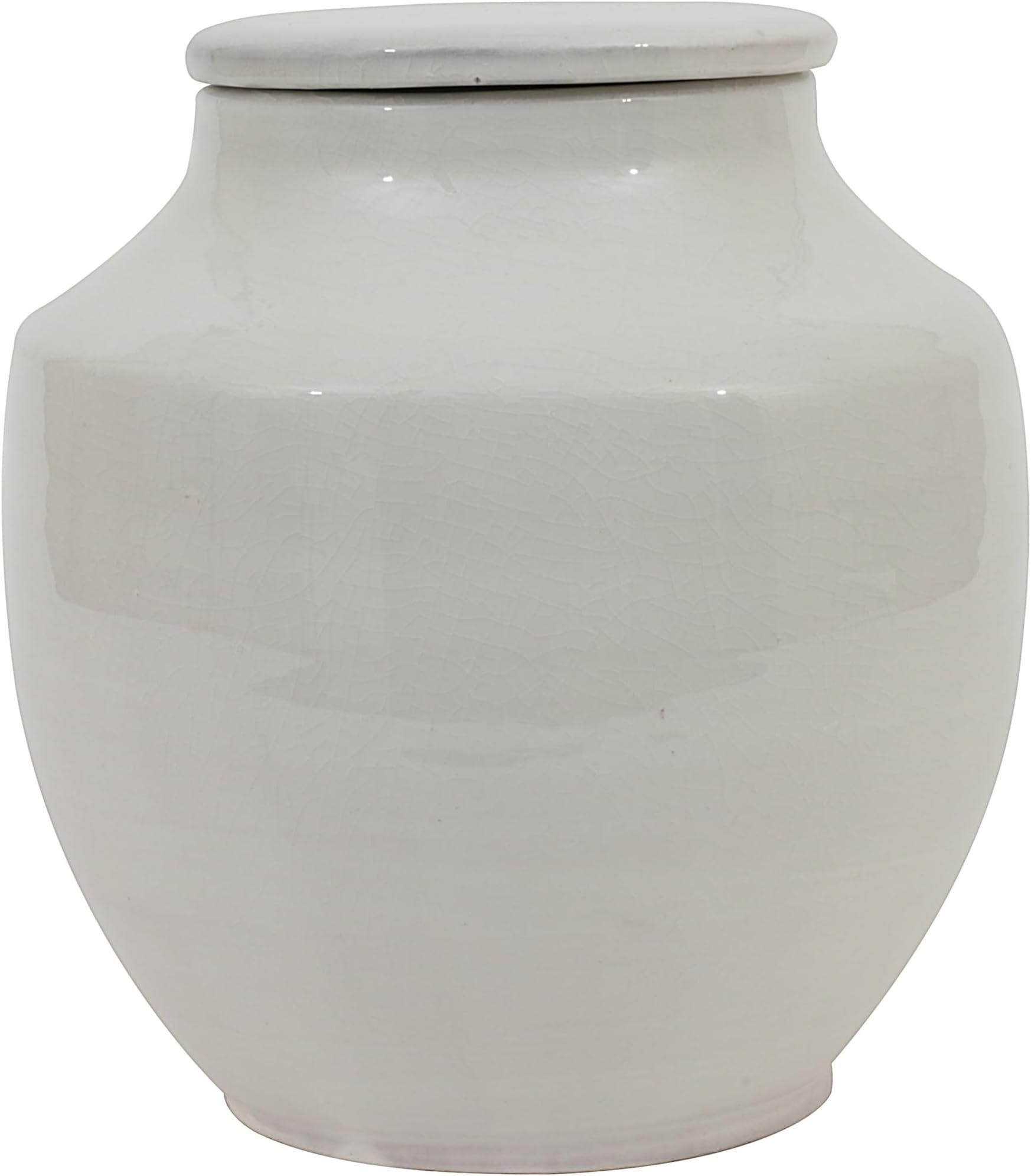 Small Round White Terracotta Cachepot
