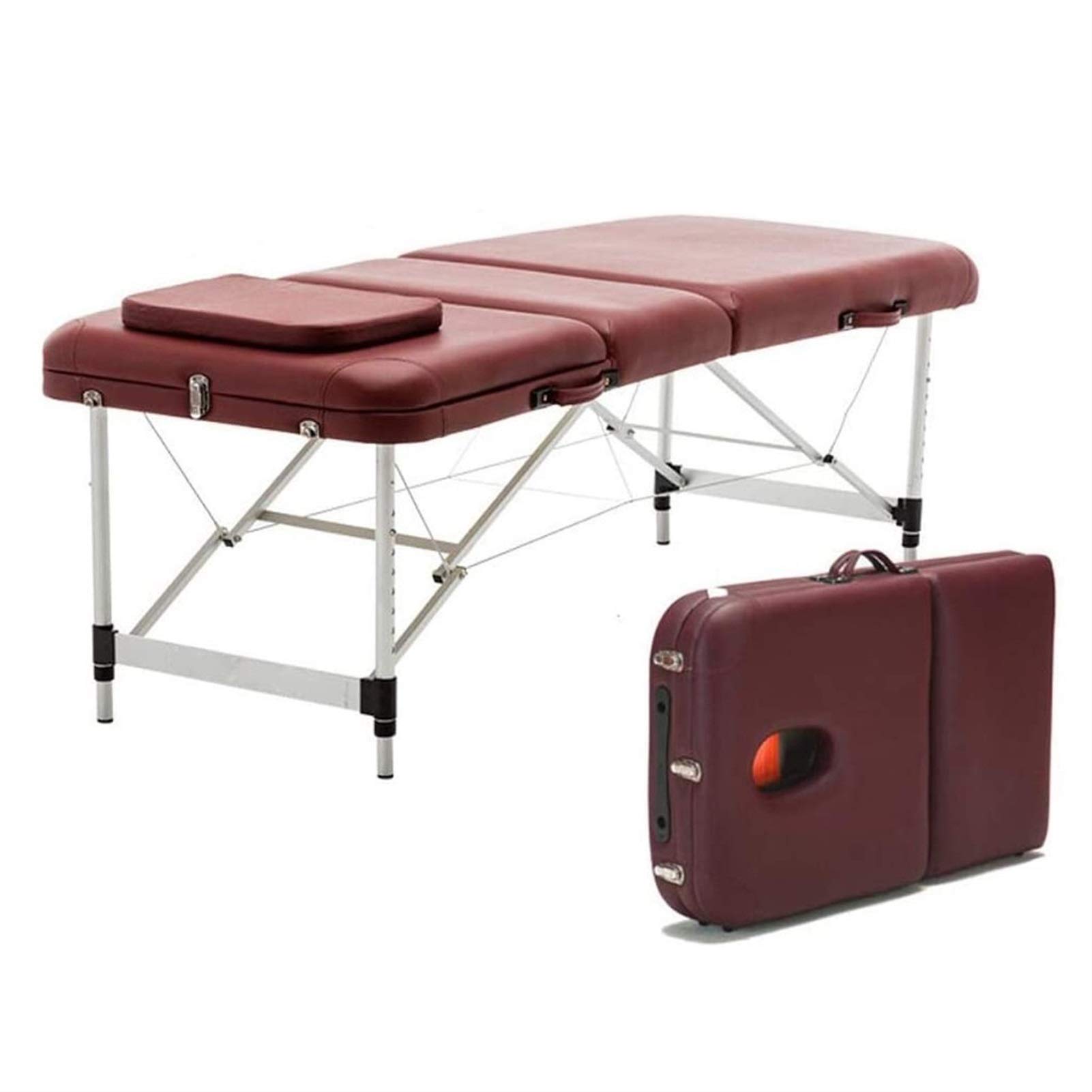 Lettino da Massaggio Portatile Marrone Lettino da Massaggio Portatile, Lettino da Massaggio in Alluminio a 3 sezioni Beauty