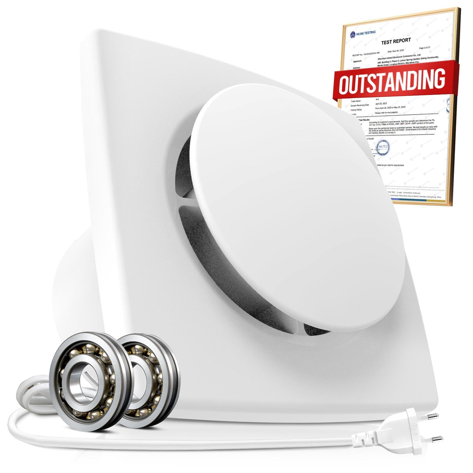 Extractor de Baño 100mm, Extractor de Aire Silencioso y Potente Mejorado,130m³/h IPX4 Ventilador Extractor de Aire, Ahorro Energético, Fácil de Instalar,Ideal para Baño, Cocina, Garaje, Sótano