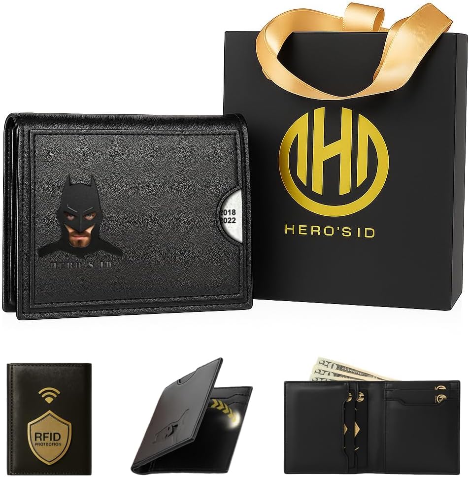 Amazon.com: Leather Bat Wallet - Bifold wallet Man Woman, Superhero ...