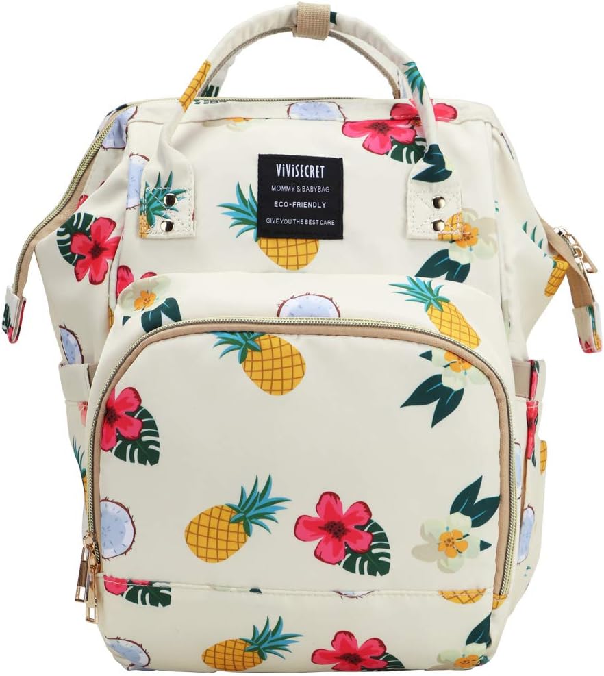 Funnideer Baby Diaper Bag Backpack,Trendy Multi-Function Waterproof Travel Diaper Bags for Mom and Dad with Large Capacity,Insulated Pockets, Stroller Hooks - Ship from India (Yellow Flowers)
