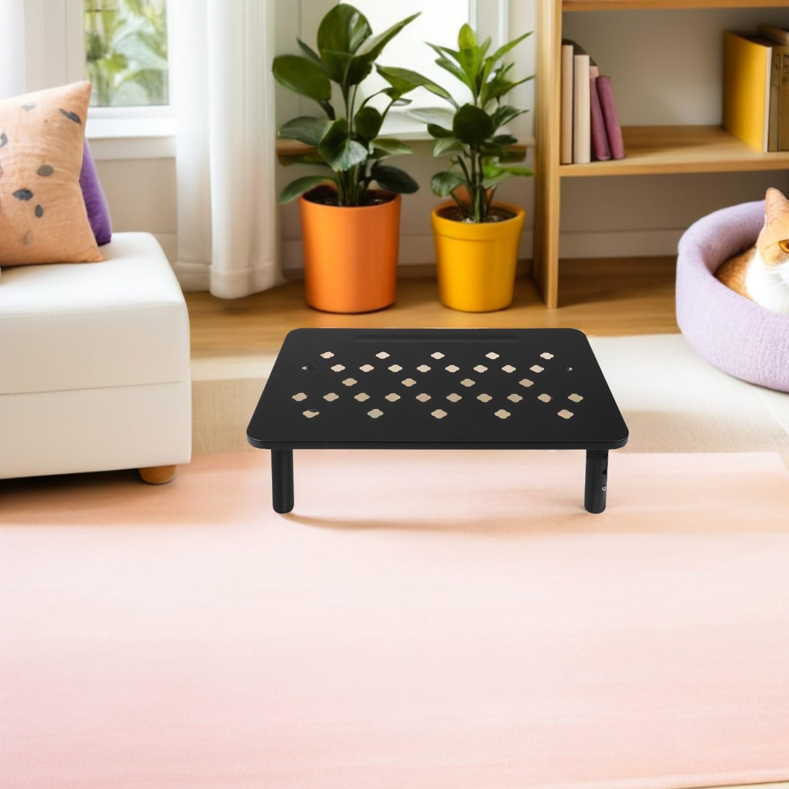 Supporto per Automatico Mangiatoia Gatti Regolabile 1 Pezzo Nero | Plastico e Acciaio Laminato a Freddo, Altezza Elevata, per Viaggio e Casa, per Cuccioli e Cani Piccoli