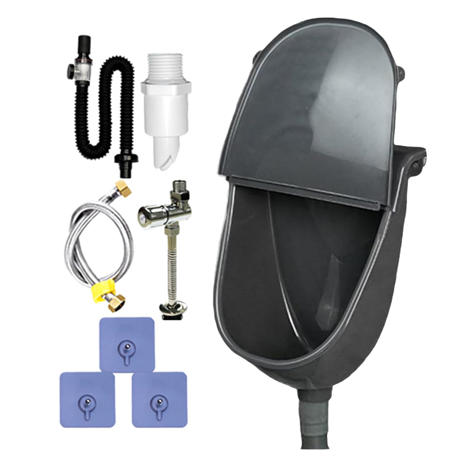 Orinal de baño para hombre, inodoro montado en la pared con tapa, manguera ajustable a prueba de derrames, lavado portátil para, camping, dormitorio, vehículo, patio, garaje, viajes al aire