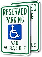 Vista 13 de SmartSign Señal de estacionamiento reservado para furgoneta accesible - Paquete de 2, señal de estacionamiento para discapacitados, 45 x 30 cm, 2 mm