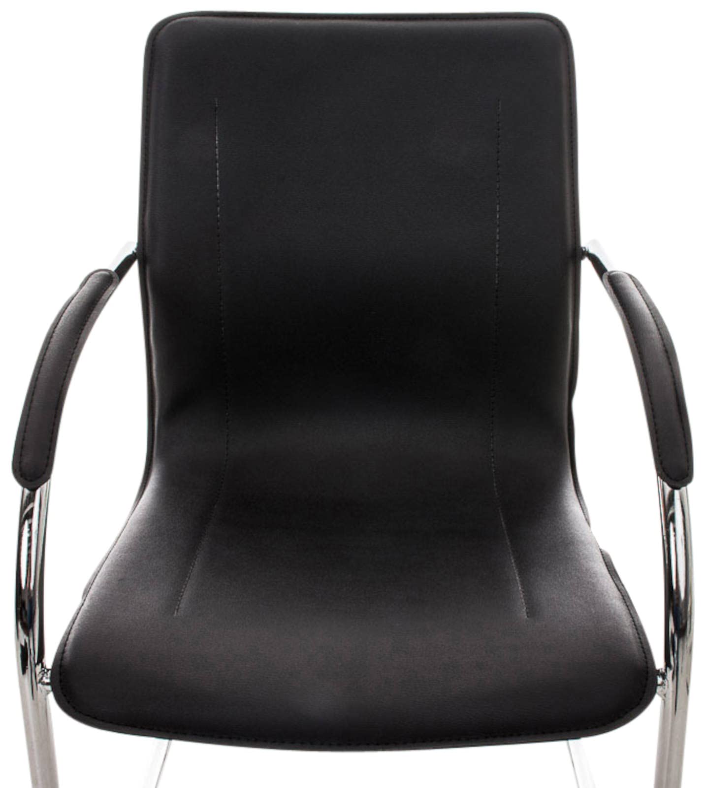 CLP Lot De 3 Chaises Oscillantes Melina Similicuir I Sièges De Visiteur avec Accoudoirs Et Pied Luge en Métal, Couleur:Noir