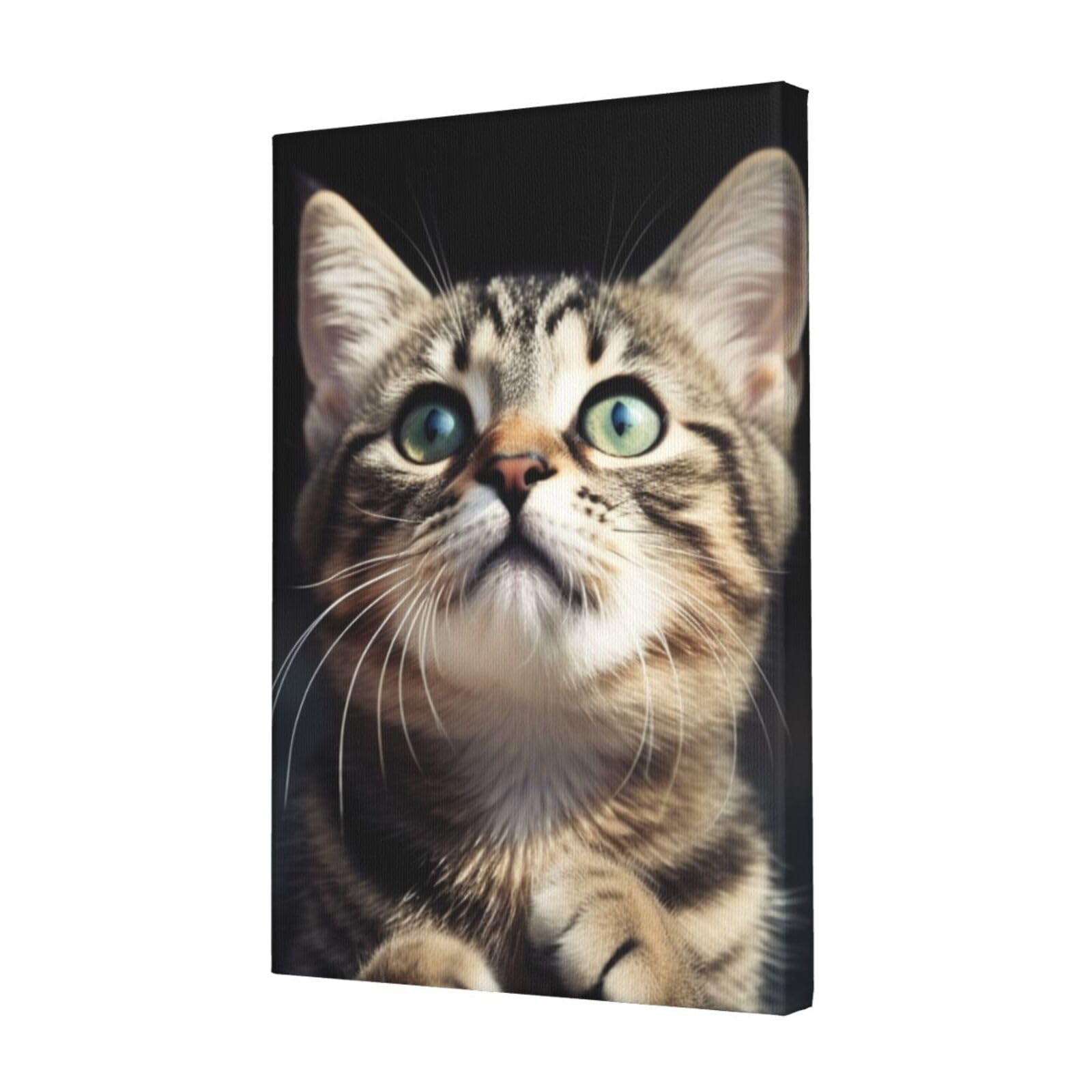 KLOPH Cat Canvas Wall Art for Living Room 12"x18" Modern Artwork Painting for Bathroom Hanging Canvas Prints Aesthetic Wallart for Bedroom Kitchen Office Wall Decor